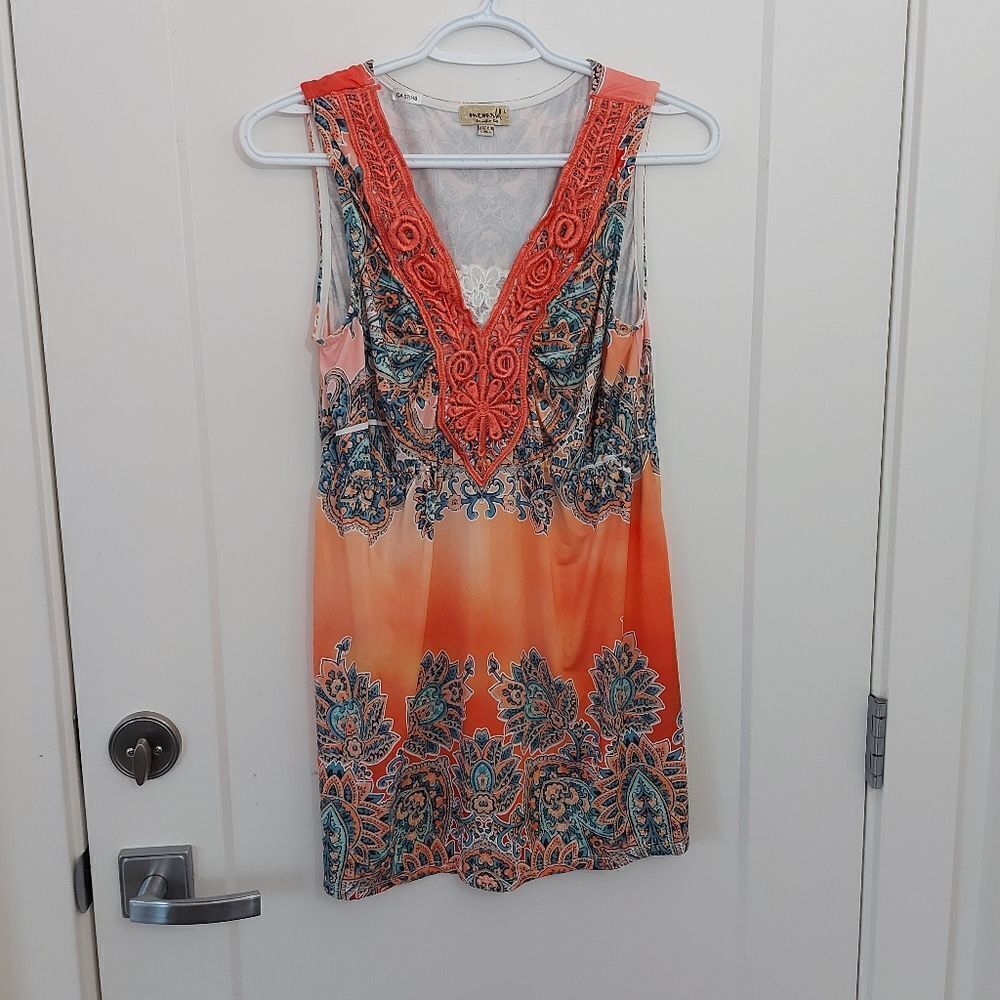 Embellishes Paisley Sleevelesd Women's Top By One World